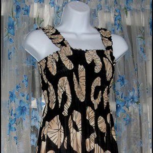 NEW Womens ALL Occasion Midi Length RUCHED DRESS by Win Win BLACK & TAN S M